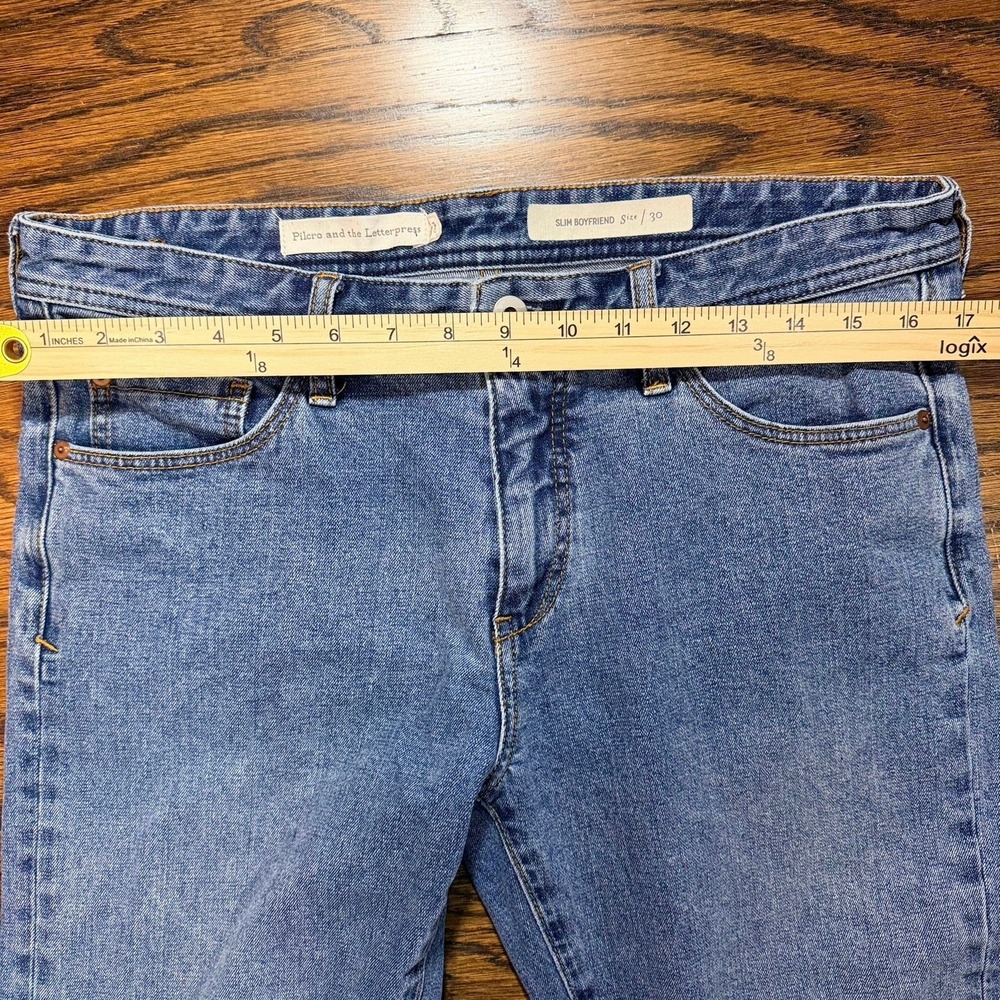Pilcro and the Letterpress Slim Boyfriend Capri Women 30 Blue Raw Hem Jeans - Picture 6 of 9